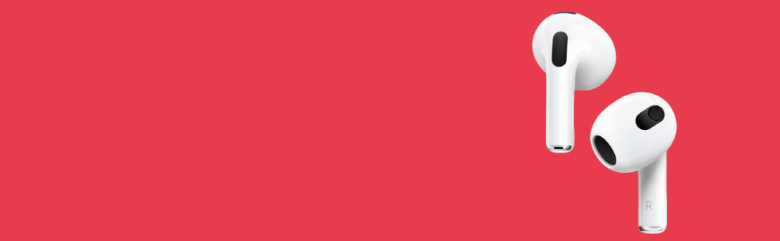 Fondo rojo con imagen de Airpods
