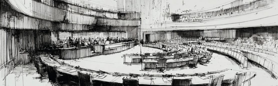 hemiciclo parlamentario en estilo ilustrado