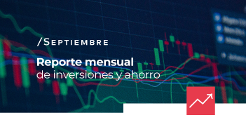 Banner del reporte mensual de LarrainVial correspondiente septiembre de 2024, con un gráfico detrás.